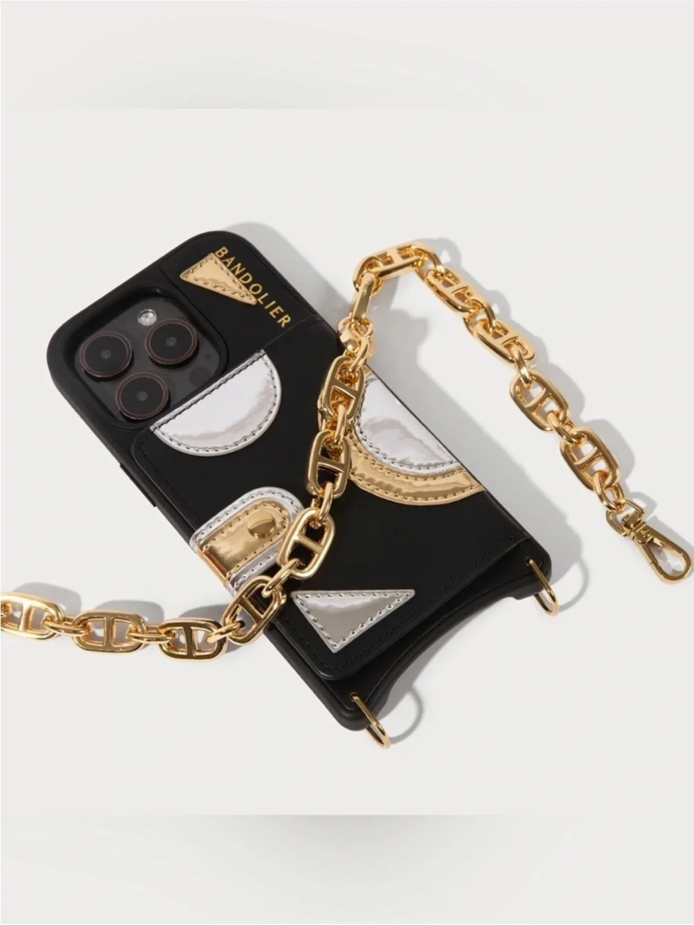 Bandolier Isla Magsafe Wristlet Phone Case Black Gold iPhone 16 Card Slots